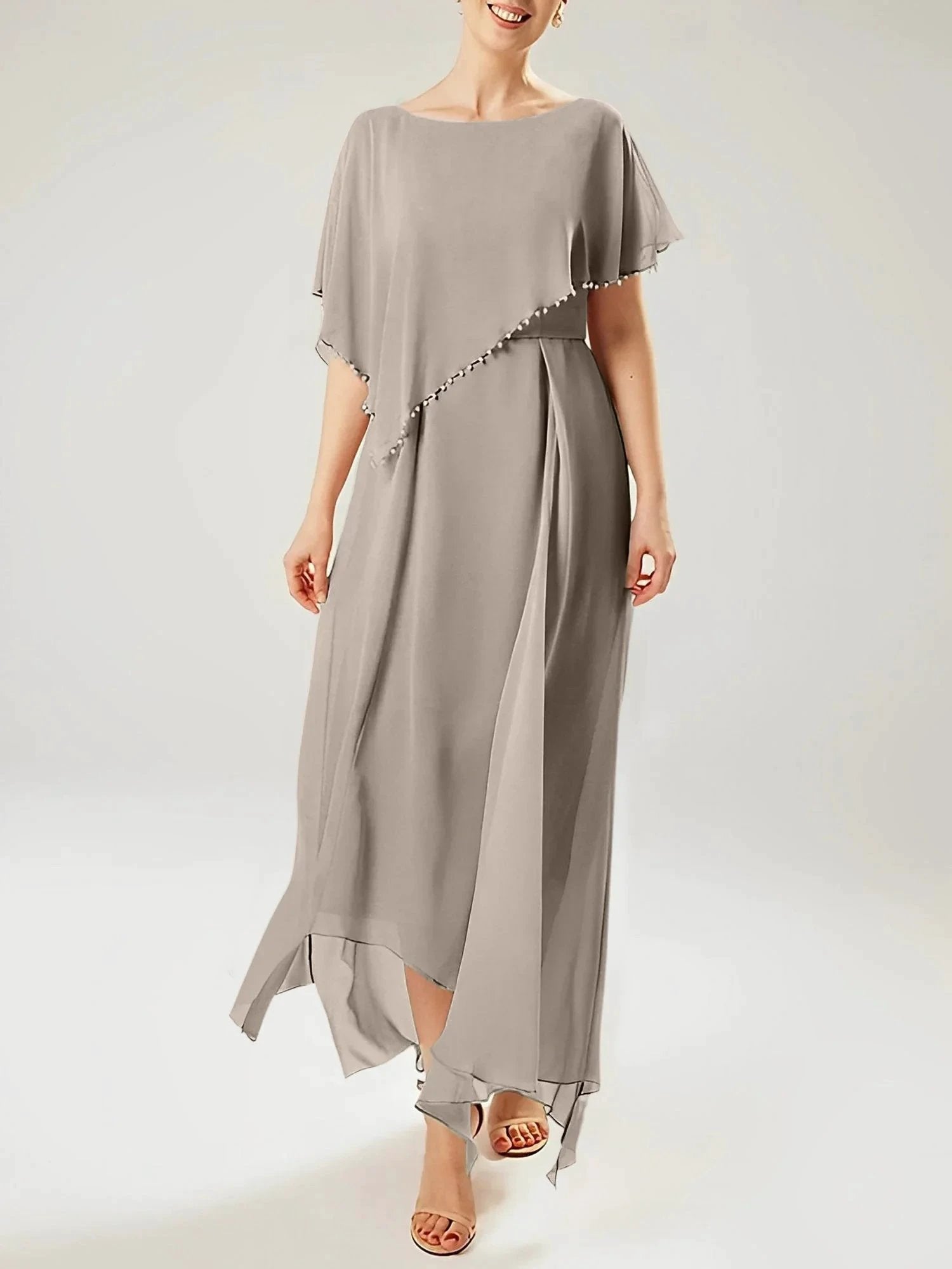 Sheath/Column Scoop Short Sleeves Mother of the Bride Dresses with Tassel by Dreamylily