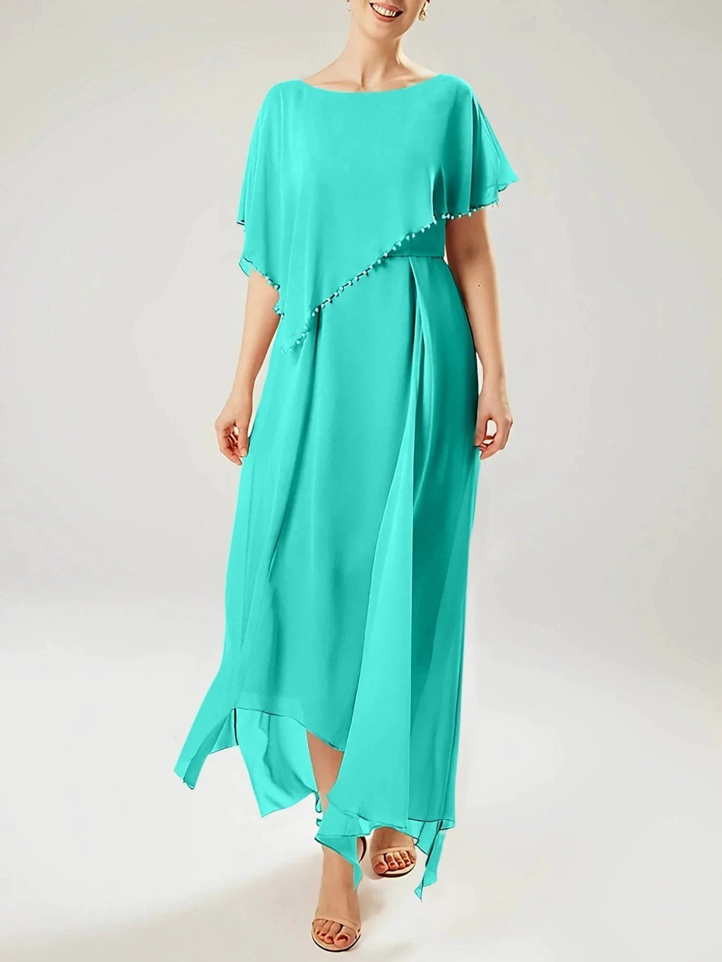 Sheath/Column Scoop Short Sleeves Mother of the Bride Dresses with Tassel by Dreamylily