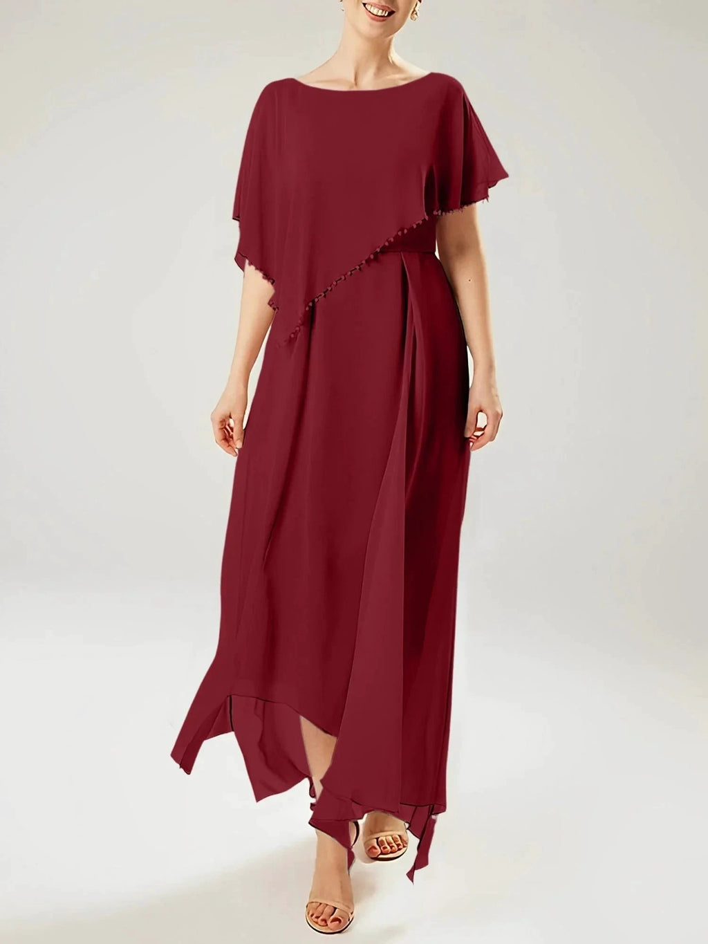 Sheath/Column Scoop Short Sleeves Mother of the Bride Dresses with Tassel by Dreamylily