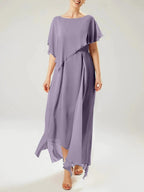 Sheath/Column Scoop Short Sleeves Mother of the Bride Dresses with Tassel by Dreamylily