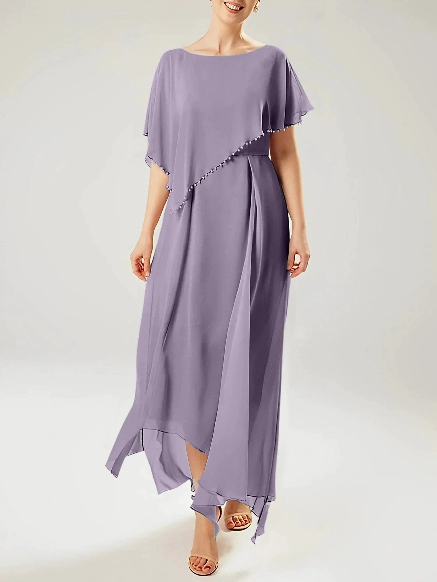 Sheath/Column Scoop Short Sleeves Mother of the Bride Dresses with Tassel by Dreamylily