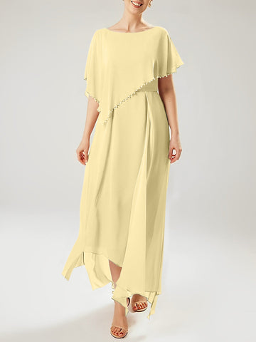 Vestidos de madre de la novia con mangas cortas, corte tubo/columna y borlas 