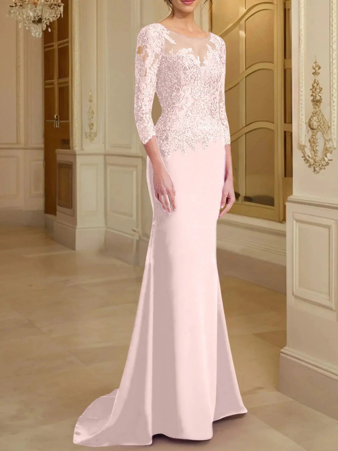 Trumpet/Mermaid Scoop Long Sleeves Mother of the Bride Dresses With Lace by Dreamylily