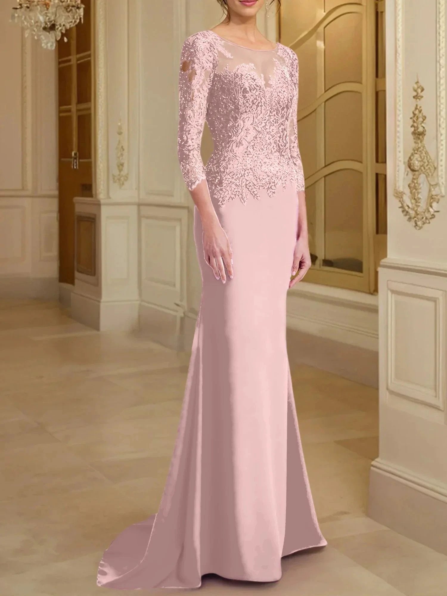 Trumpet/Mermaid Scoop Long Sleeves Mother of the Bride Dresses With Lace by Dreamylily