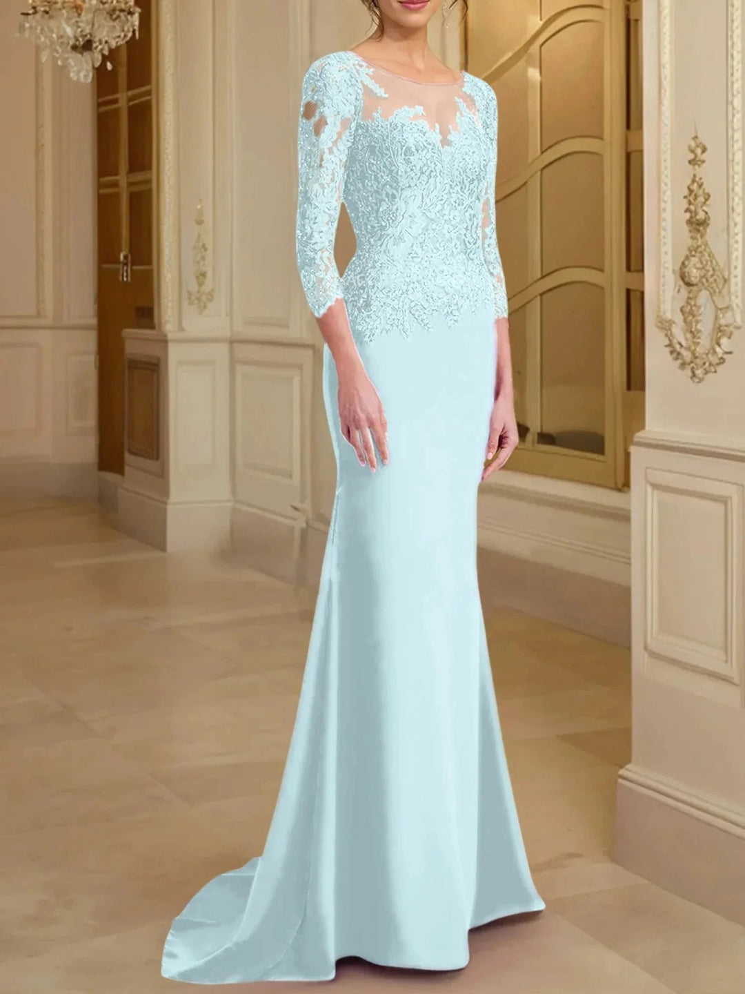 Trumpet/Mermaid Scoop Long Sleeves Mother of the Bride Dresses With Lace by Dreamylily
