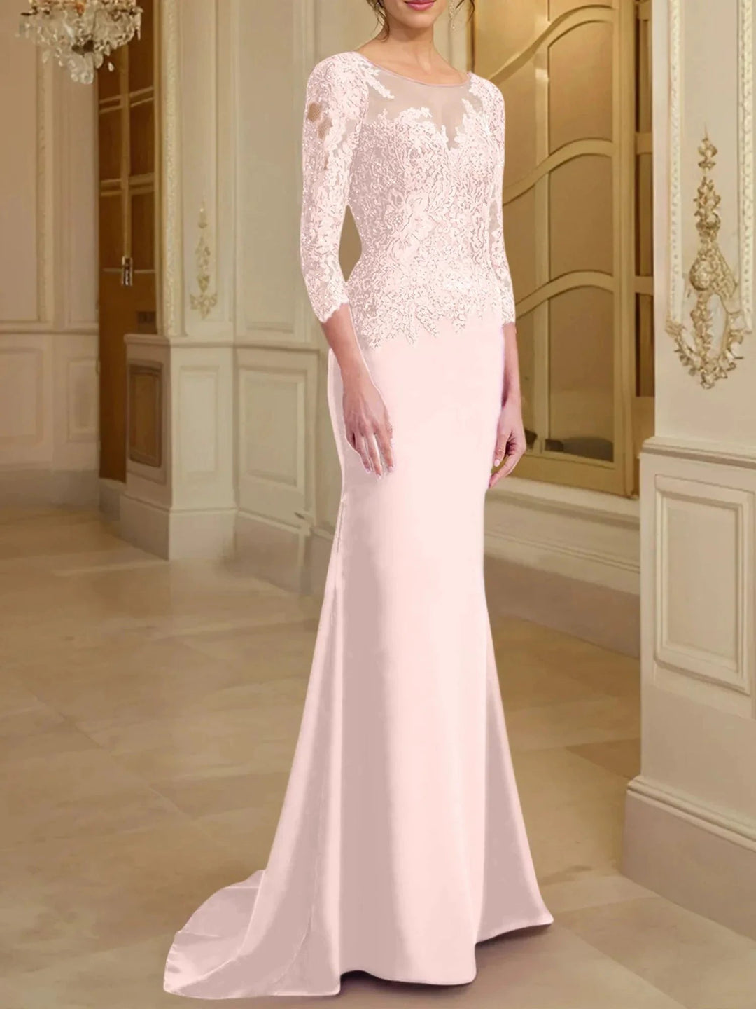Trumpet/Mermaid Scoop Long Sleeves Mother of the Bride Dresses With Lace by Dreamylily