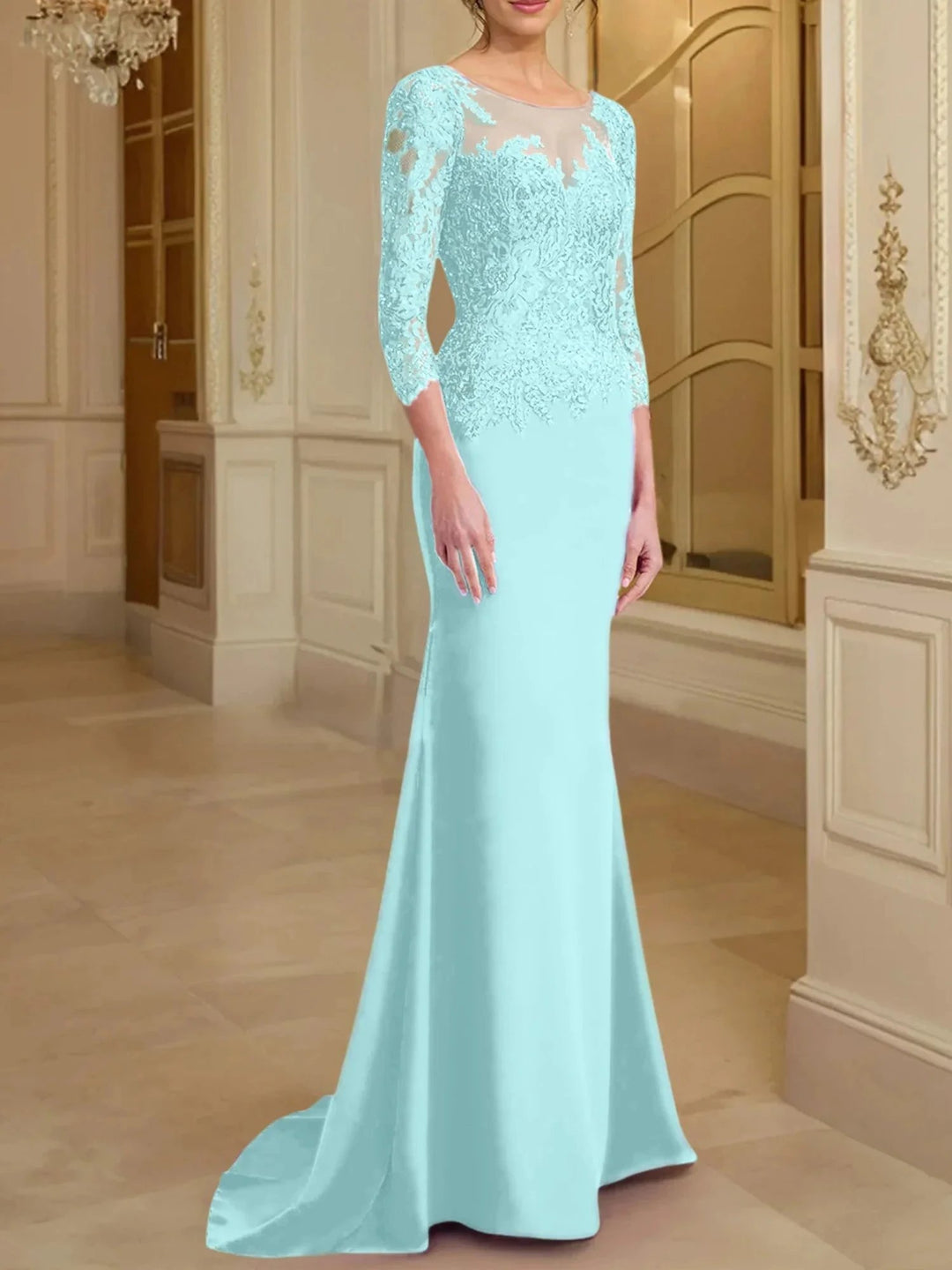 Trumpet/Mermaid Scoop Long Sleeves Mother of the Bride Dresses With Lace by Dreamylily