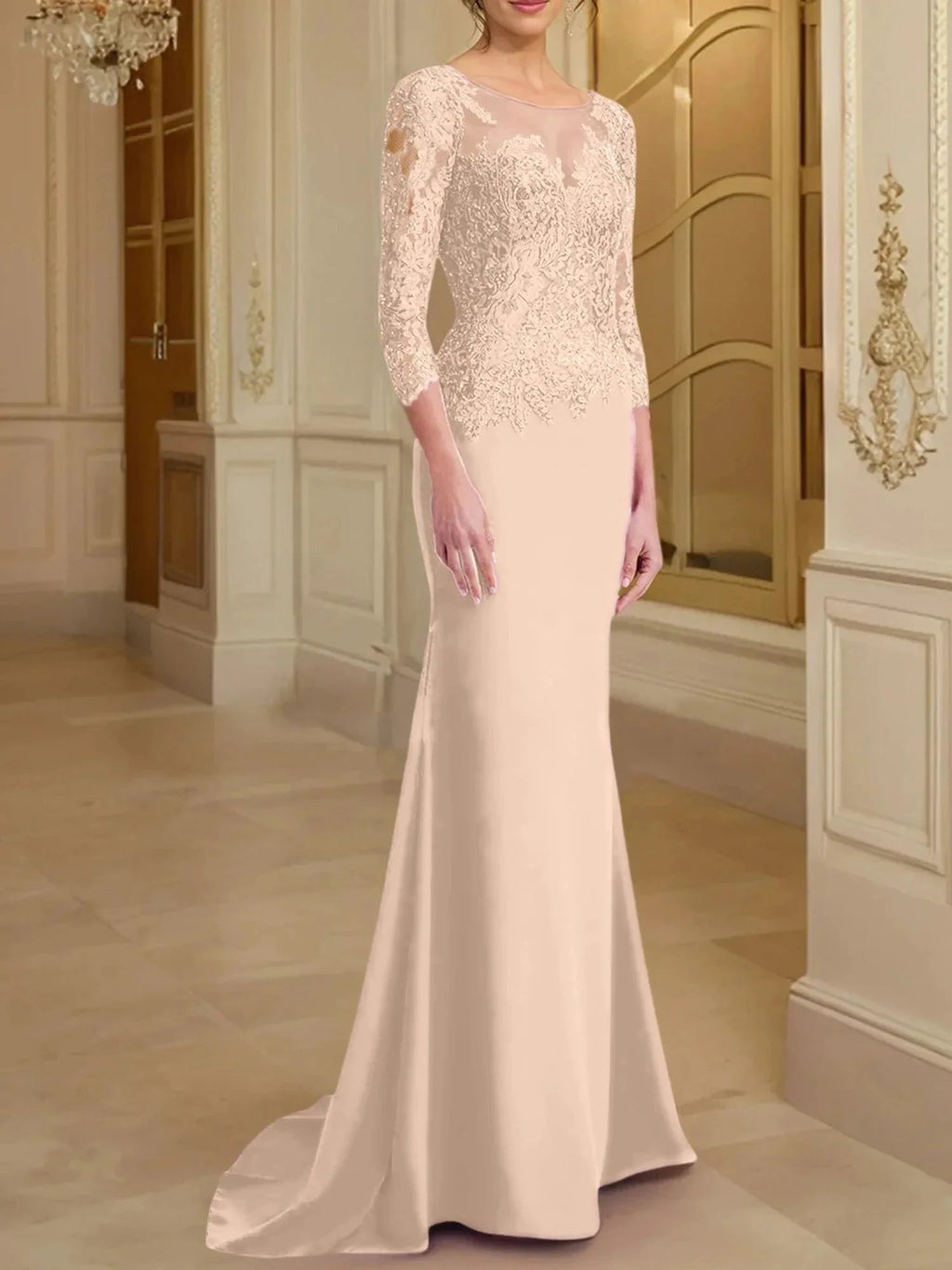 Trumpet/Mermaid Scoop Long Sleeves Mother of the Bride Dresses With Lace by Dreamylily