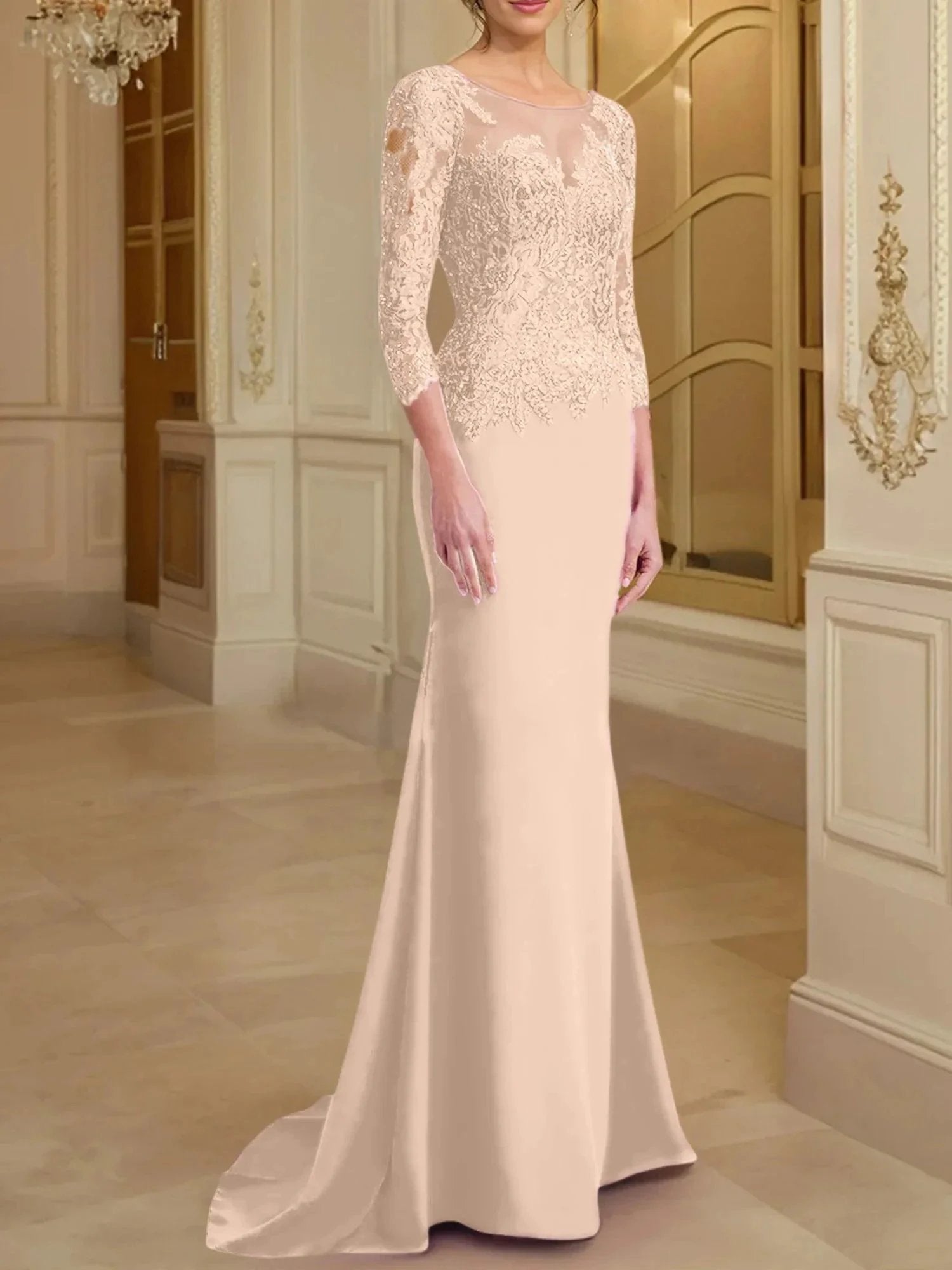 Trumpet/Mermaid Scoop Long Sleeves Mother of the Bride Dresses With Lace by Dreamylily