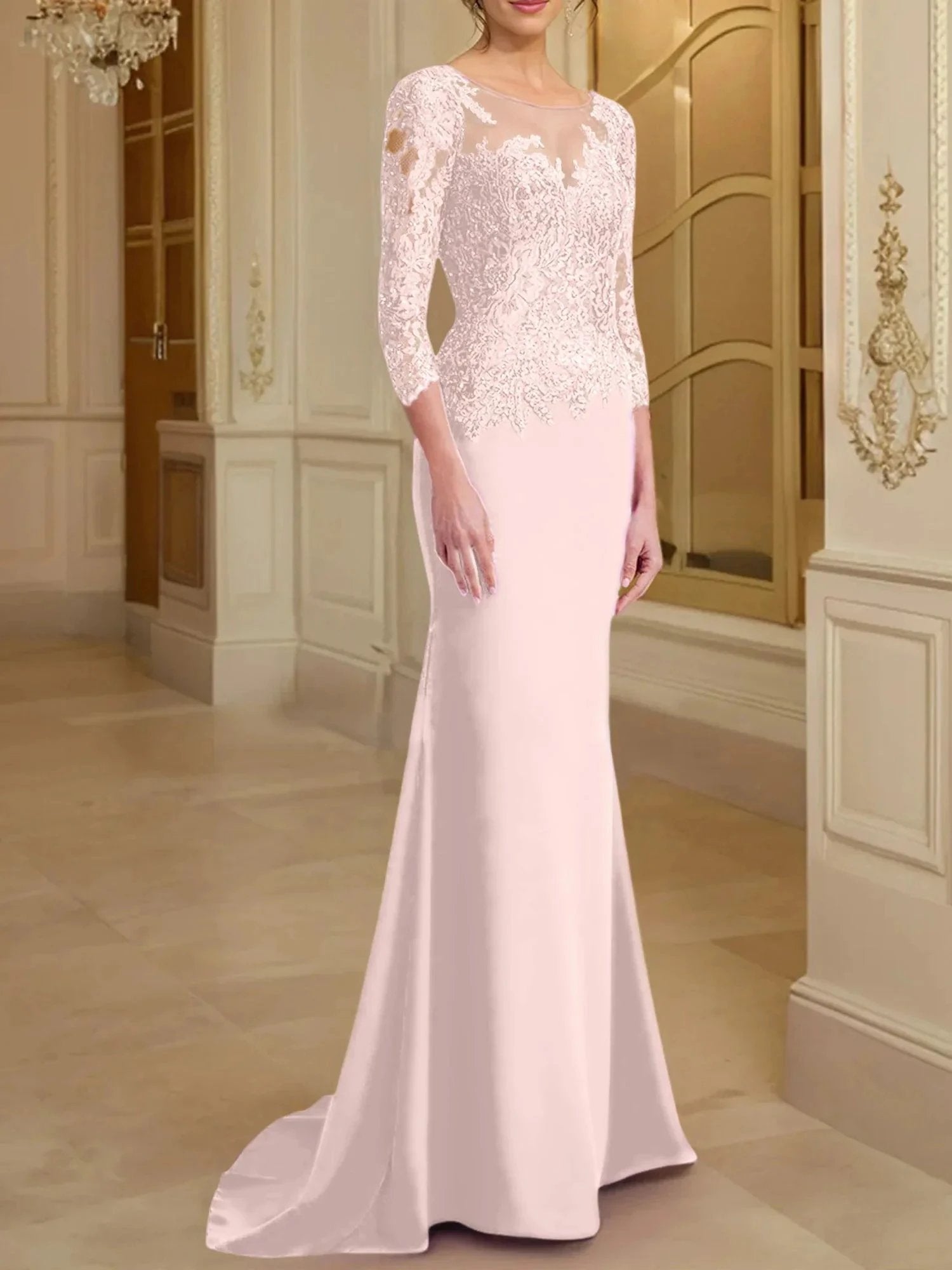 Trumpet/Mermaid Scoop Long Sleeves Mother of the Bride Dresses With Lace by Dreamylily