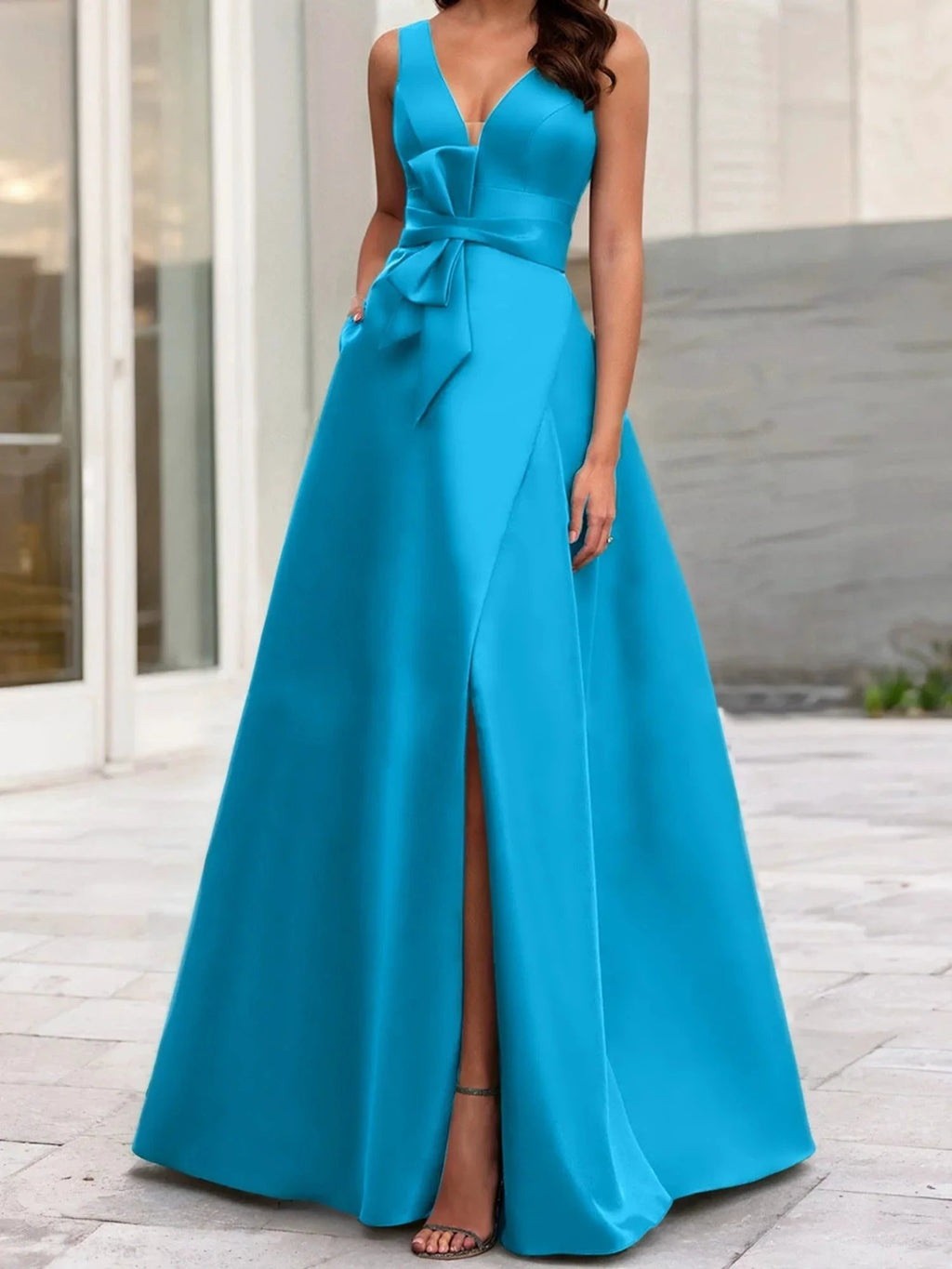 A-Line/Princess V-Neck Sleeveless Mother Of The Bride Dresses With Split Side by Dreamylily