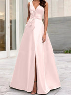 A-Line/Princess V-Neck Sleeveless Mother Of The Bride Dresses With Split Side by Dreamylily