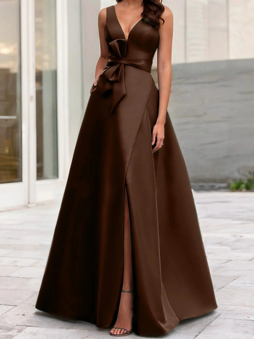 A-Line/Princess V-Neck Sleeveless Mother Of The Bride Dresses With Split Side by Dreamylily