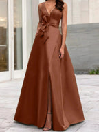 A-Line/Princess V-Neck Sleeveless Mother Of The Bride Dresses With Split Side by Dreamylily