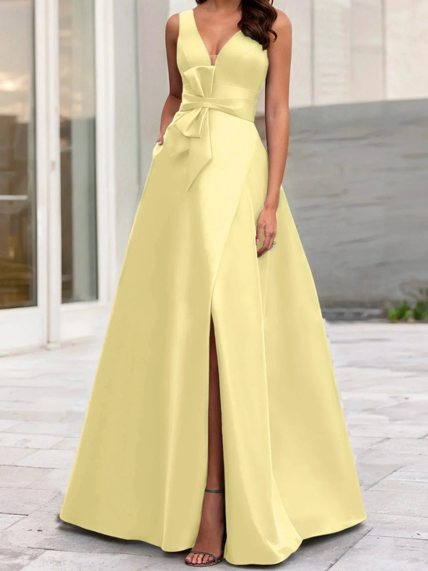 A-Line/Princess V-Neck Sleeveless Mother Of The Bride Dresses With Split Side by Dreamylily