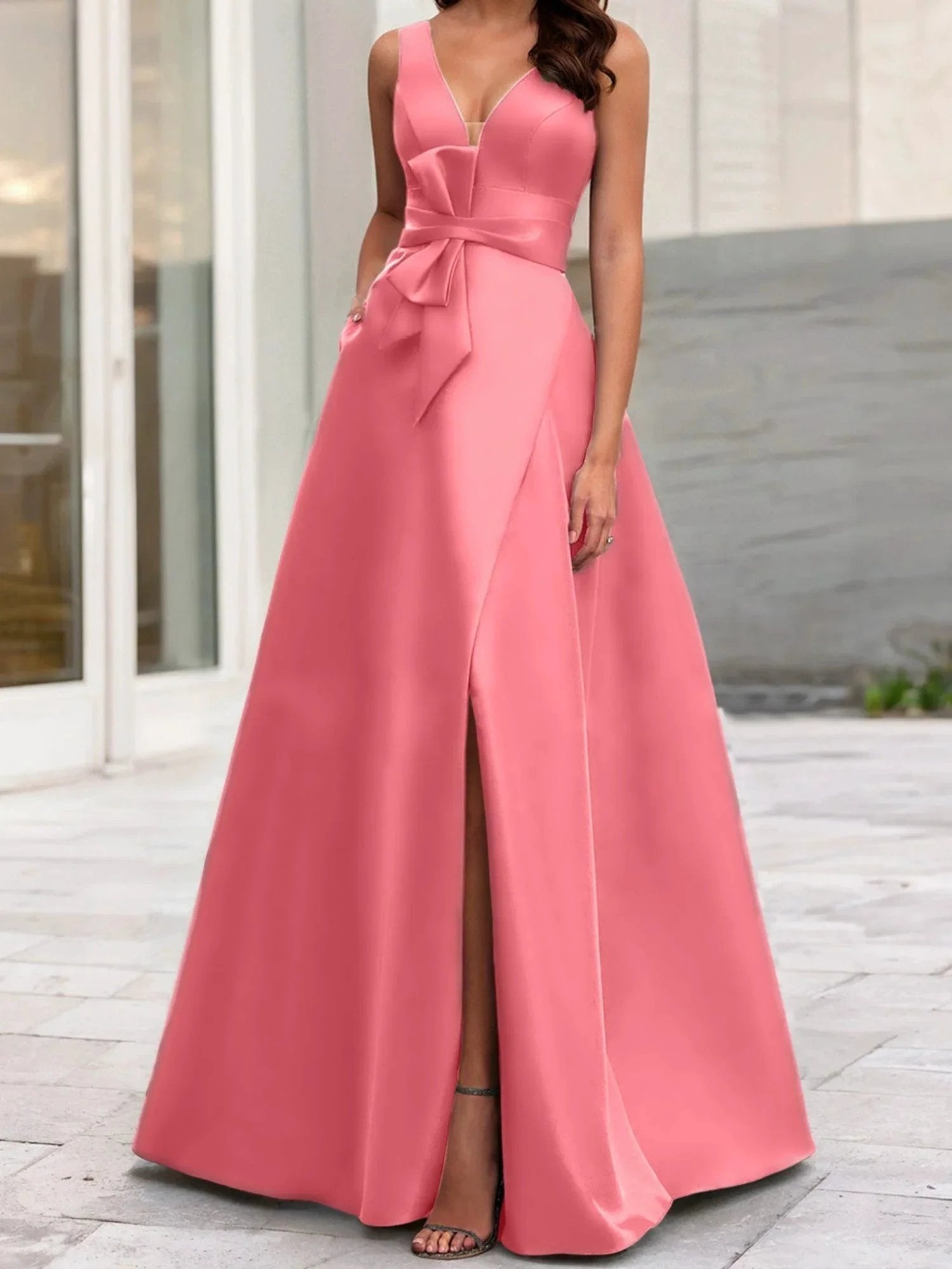 A-Line/Princess V-Neck Sleeveless Mother Of The Bride Dresses With Split Side by Dreamylily