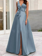 A-Line/Princess V-Neck Sleeveless Mother Of The Bride Dresses With Split Side by Dreamylily