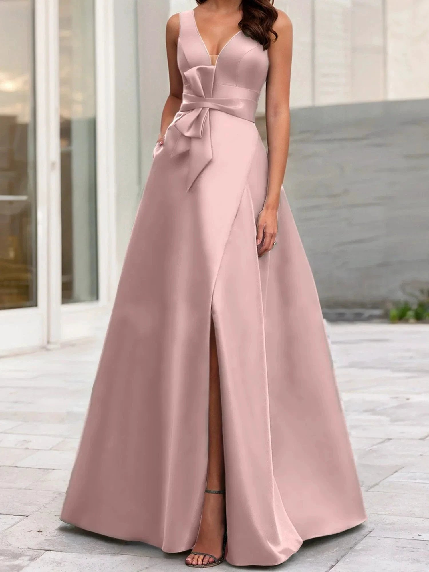 A-Line/Princess V-Neck Sleeveless Mother Of The Bride Dresses With Split Side by Dreamylily