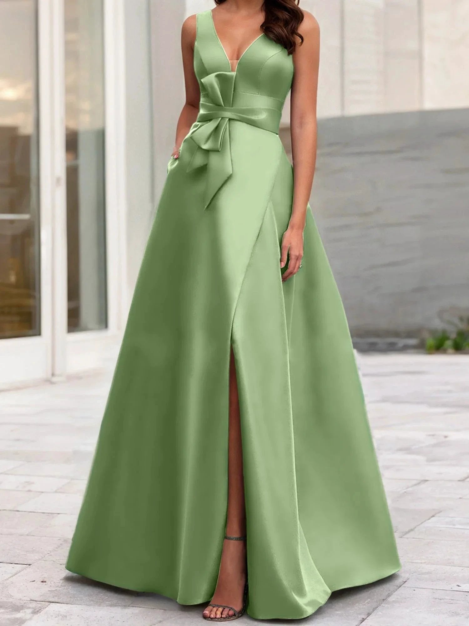 A-Line/Princess V-Neck Sleeveless Mother Of The Bride Dresses With Split Side by Dreamylily
