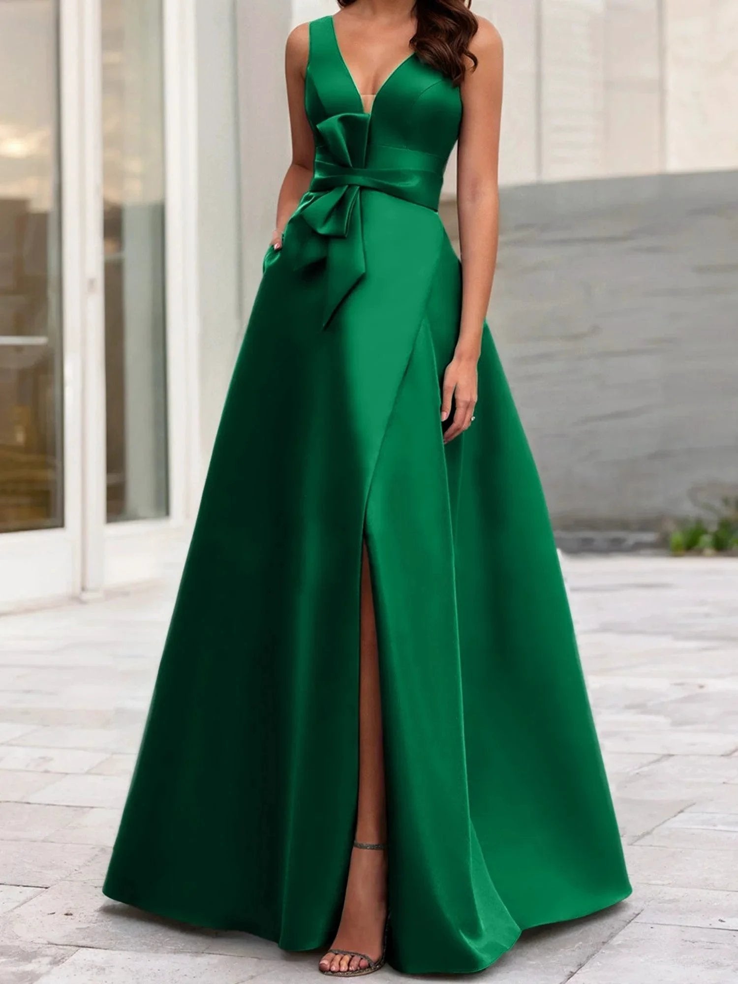 A-Line/Princess V-Neck Sleeveless Mother Of The Bride Dresses With Split Side by Dreamylily
