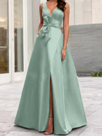A-Line/Princess V-Neck Sleeveless Mother Of The Bride Dresses With Split Side by Dreamylily