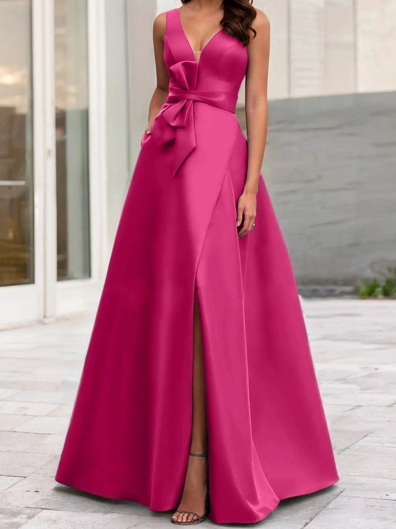 A-Line/Princess V-Neck Sleeveless Mother Of The Bride Dresses With Split Side by Dreamylily