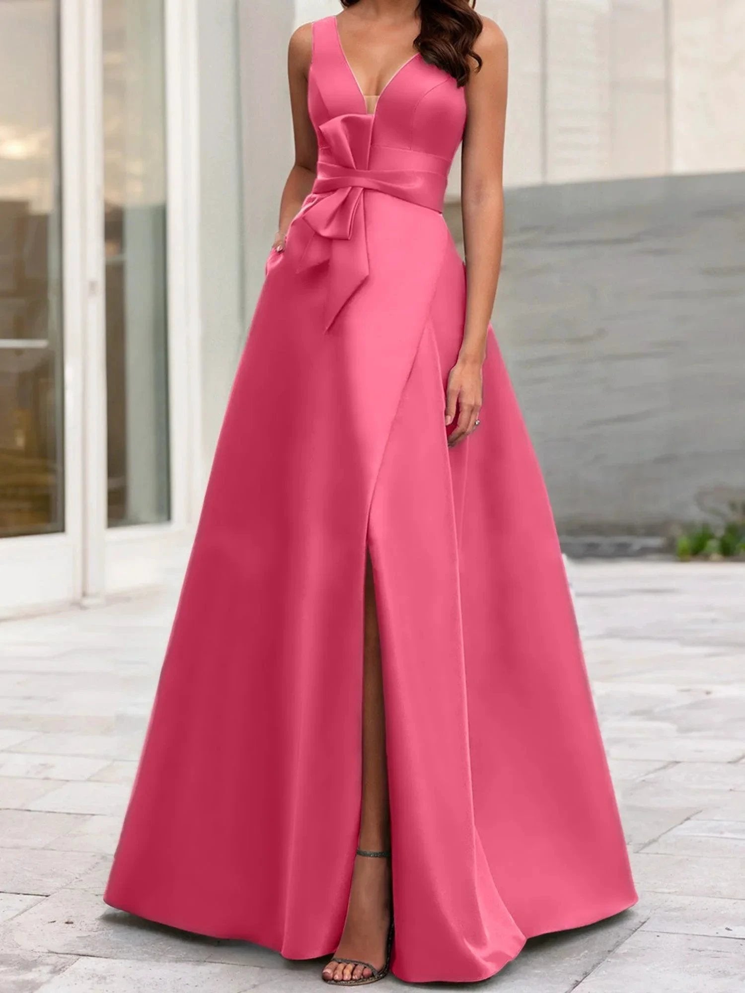 A-Line/Princess V-Neck Sleeveless Mother Of The Bride Dresses With Split Side by Dreamylily
