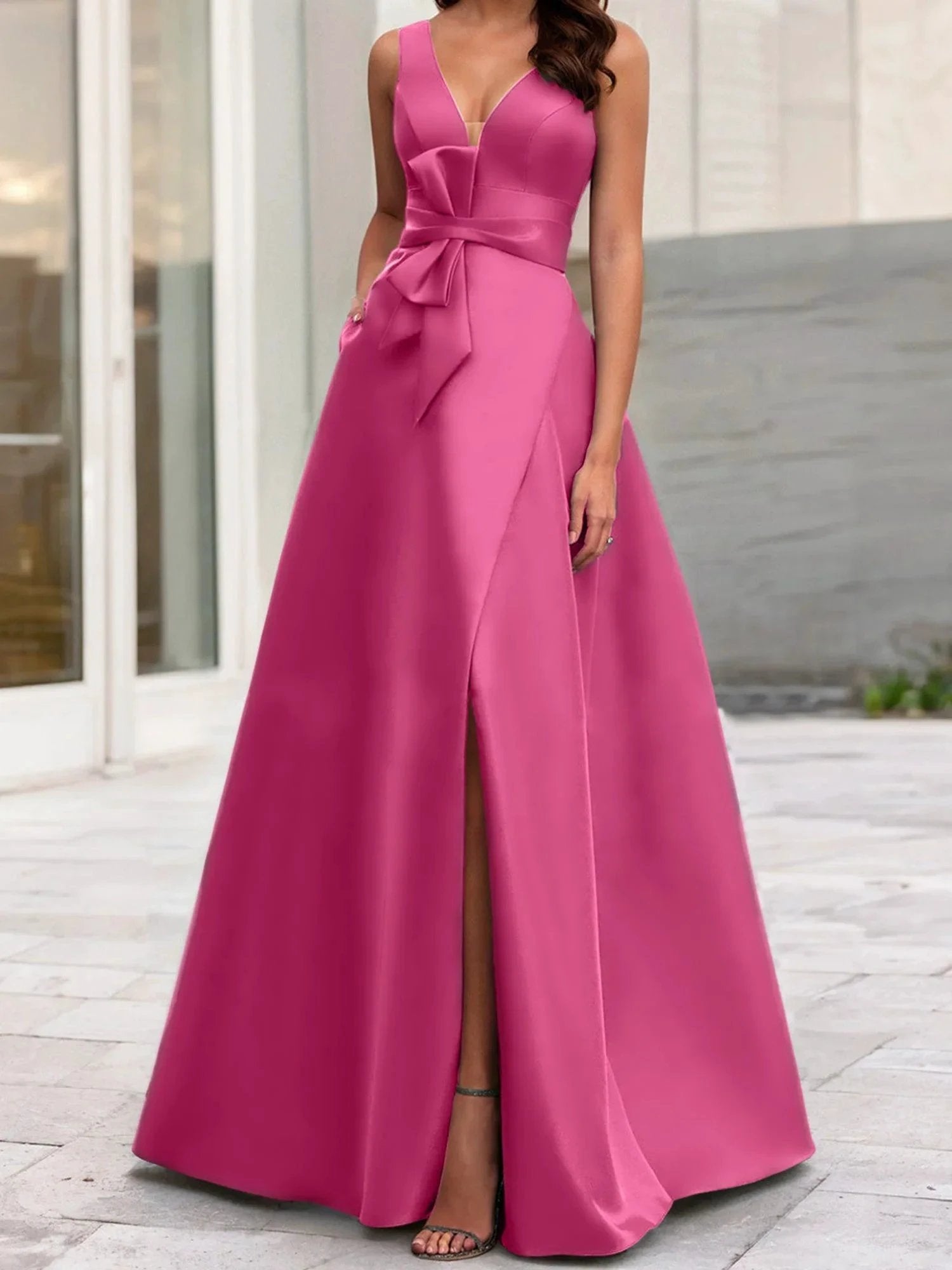 A-Line/Princess V-Neck Sleeveless Mother Of The Bride Dresses With Split Side by Dreamylily