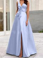 A-Line/Princess V-Neck Sleeveless Mother Of The Bride Dresses With Split Side by Dreamylily