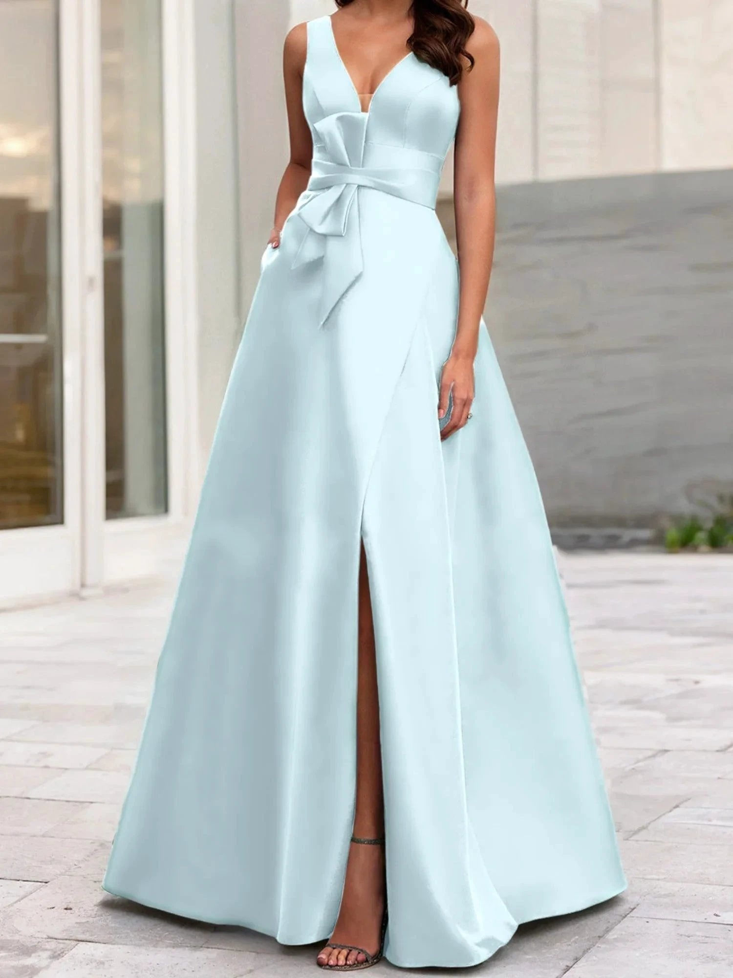 A-Line/Princess V-Neck Sleeveless Mother Of The Bride Dresses With Split Side by Dreamylily