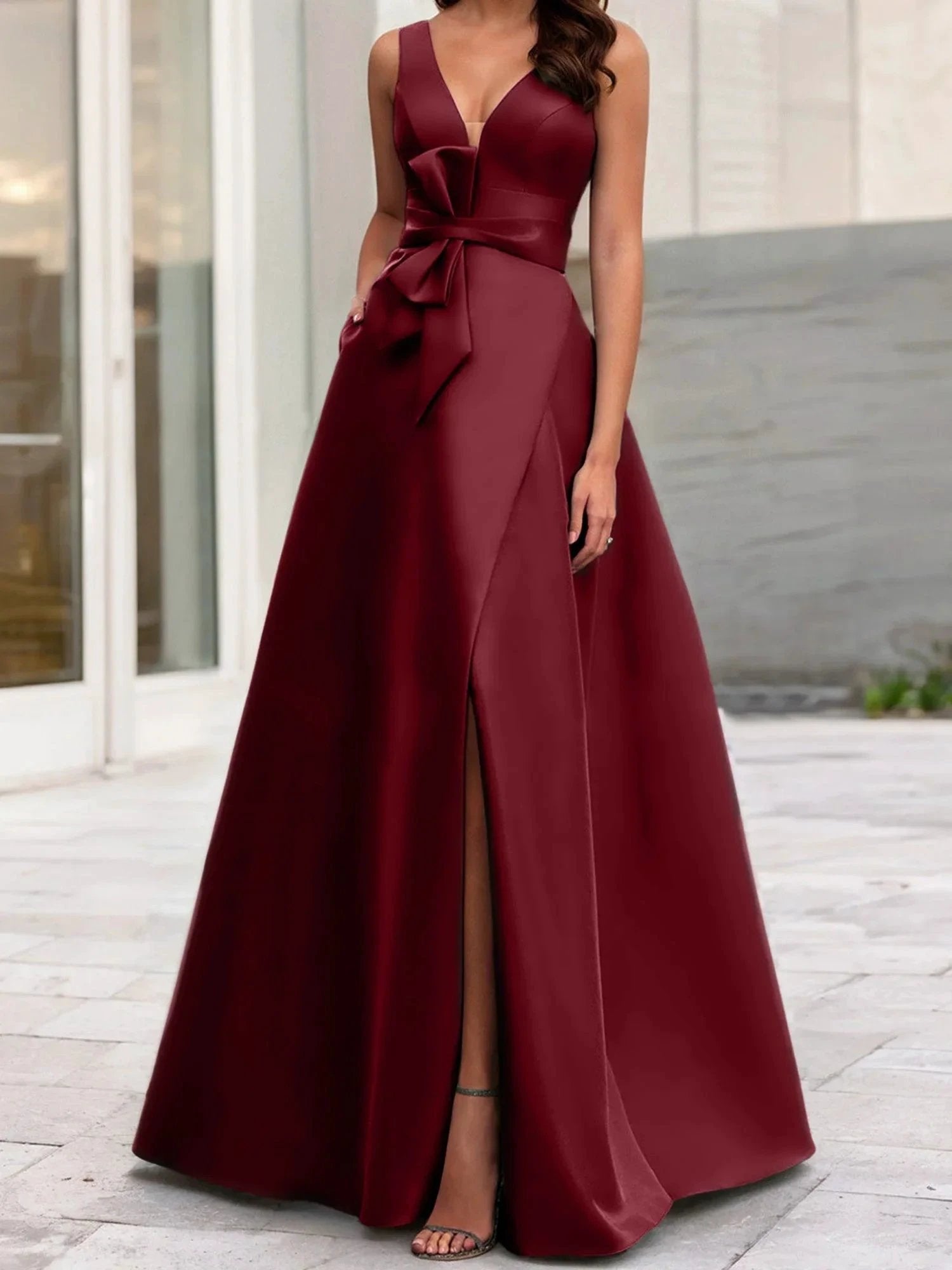 A-Line/Princess V-Neck Sleeveless Mother Of The Bride Dresses With Split Side by Dreamylily