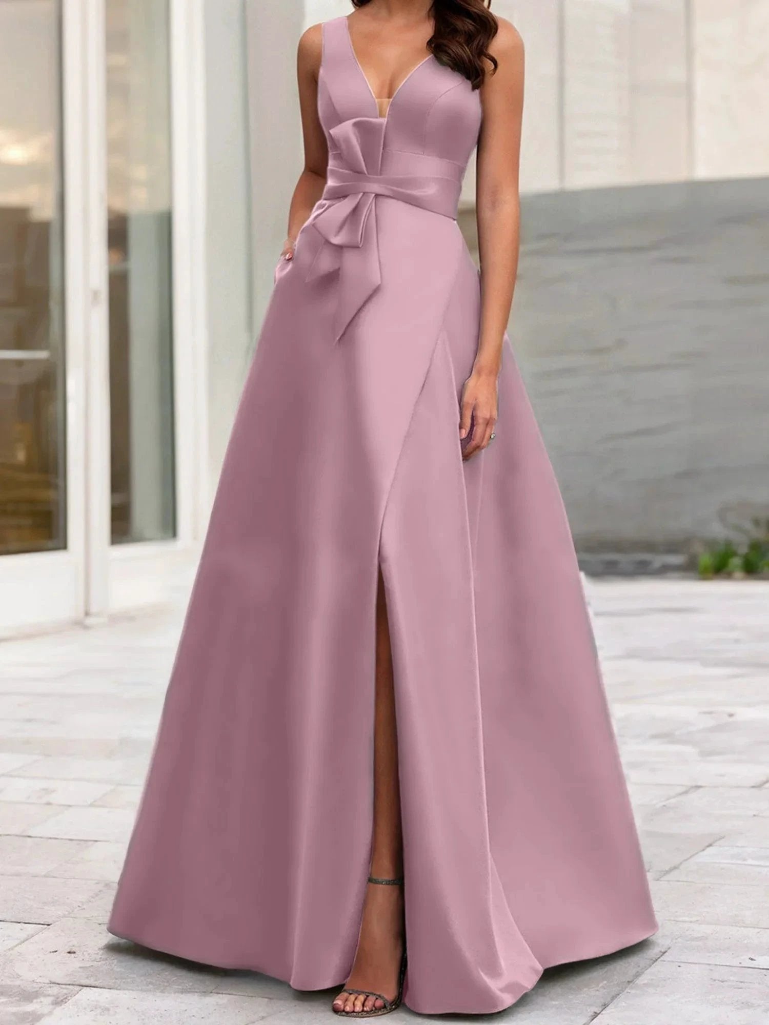 A-Line/Princess V-Neck Sleeveless Mother Of The Bride Dresses With Split Side by Dreamylily