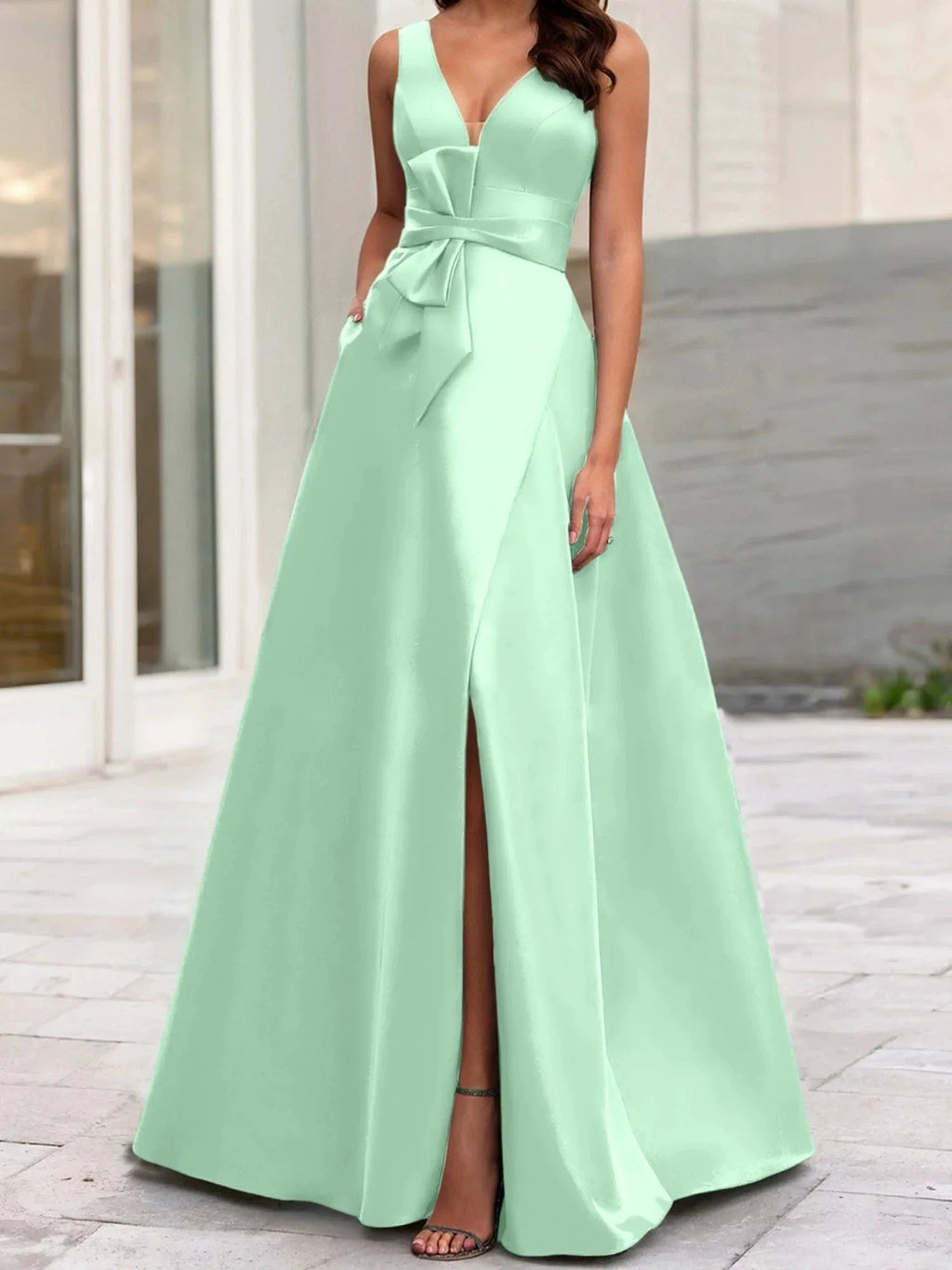 A-Line/Princess V-Neck Sleeveless Mother Of The Bride Dresses With Split Side by Dreamylily