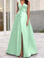 A-Line/Princess V-Neck Sleeveless Mother Of The Bride Dresses With Split Side by Dreamylily