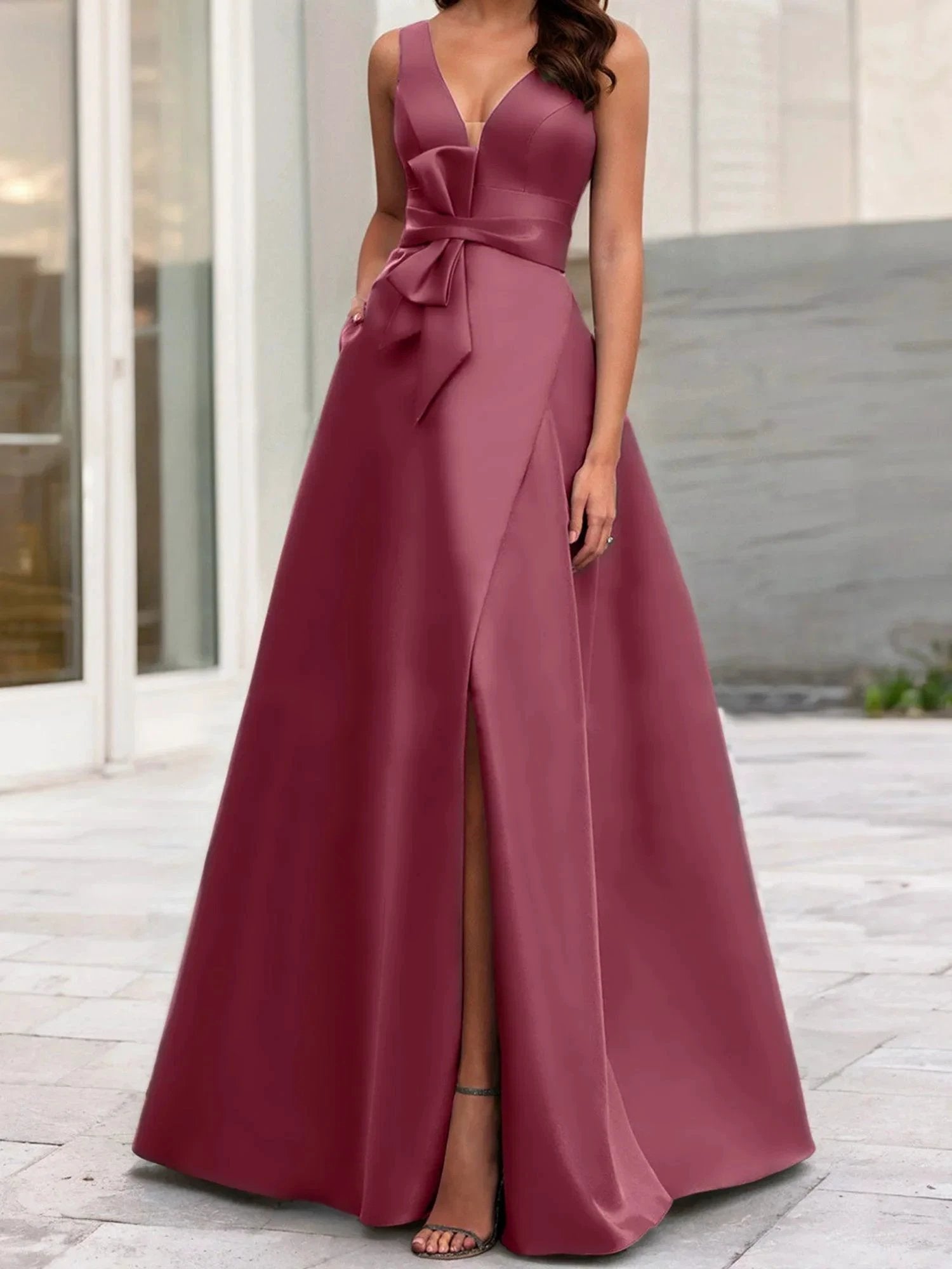 A-Line/Princess V-Neck Sleeveless Mother Of The Bride Dresses With Split Side by Dreamylily