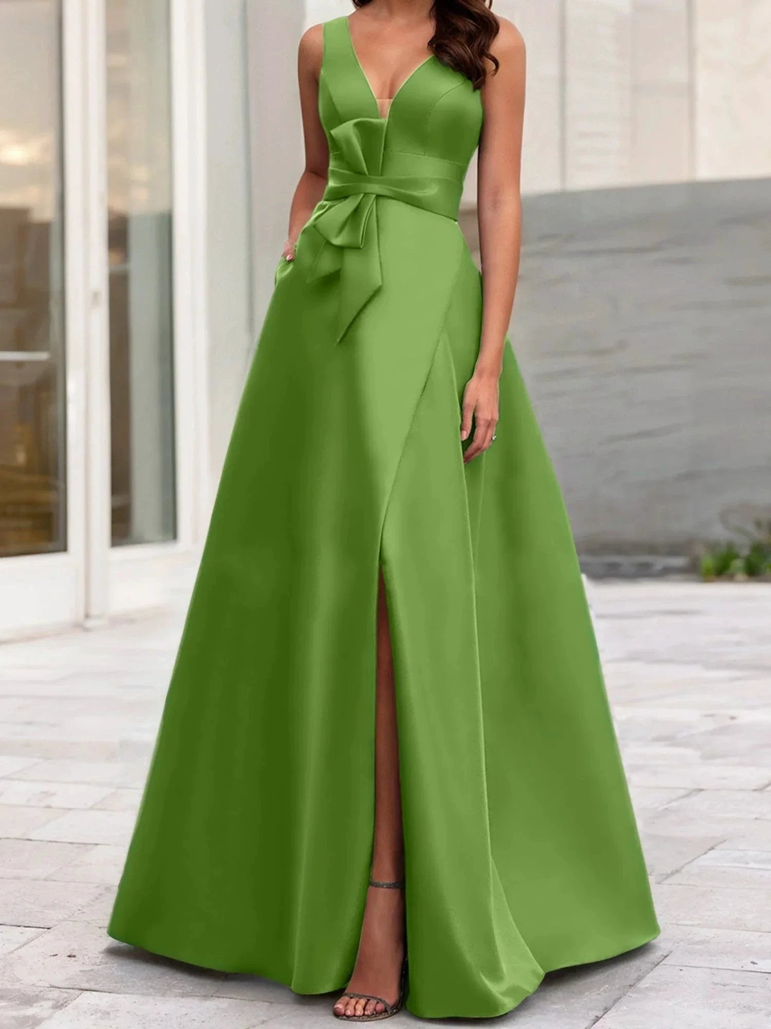 A-Line/Princess V-Neck Sleeveless Mother Of The Bride Dresses With Split Side by Dreamylily