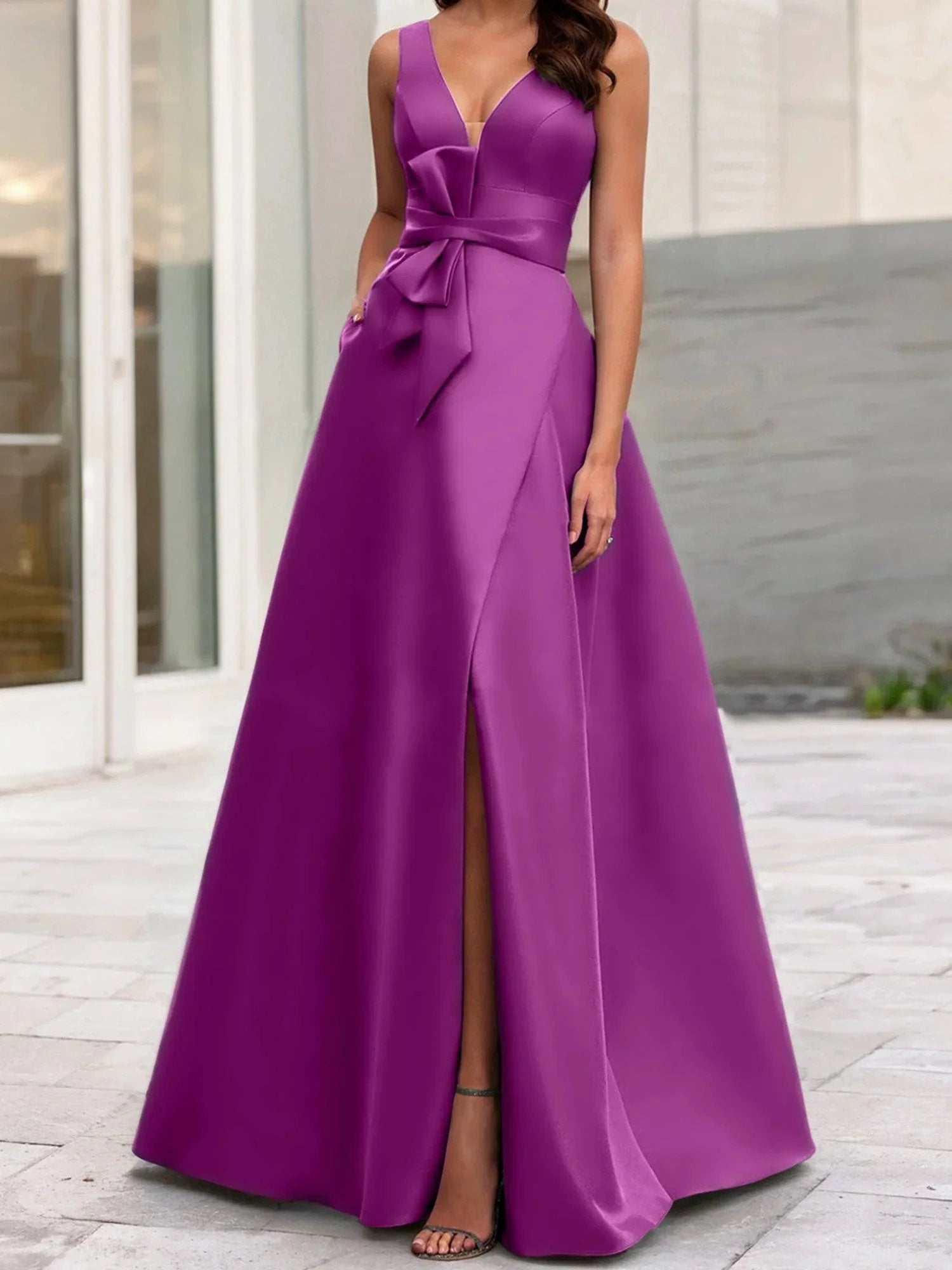 A-Line/Princess V-Neck Sleeveless Mother Of The Bride Dresses With Split Side by Dreamylily