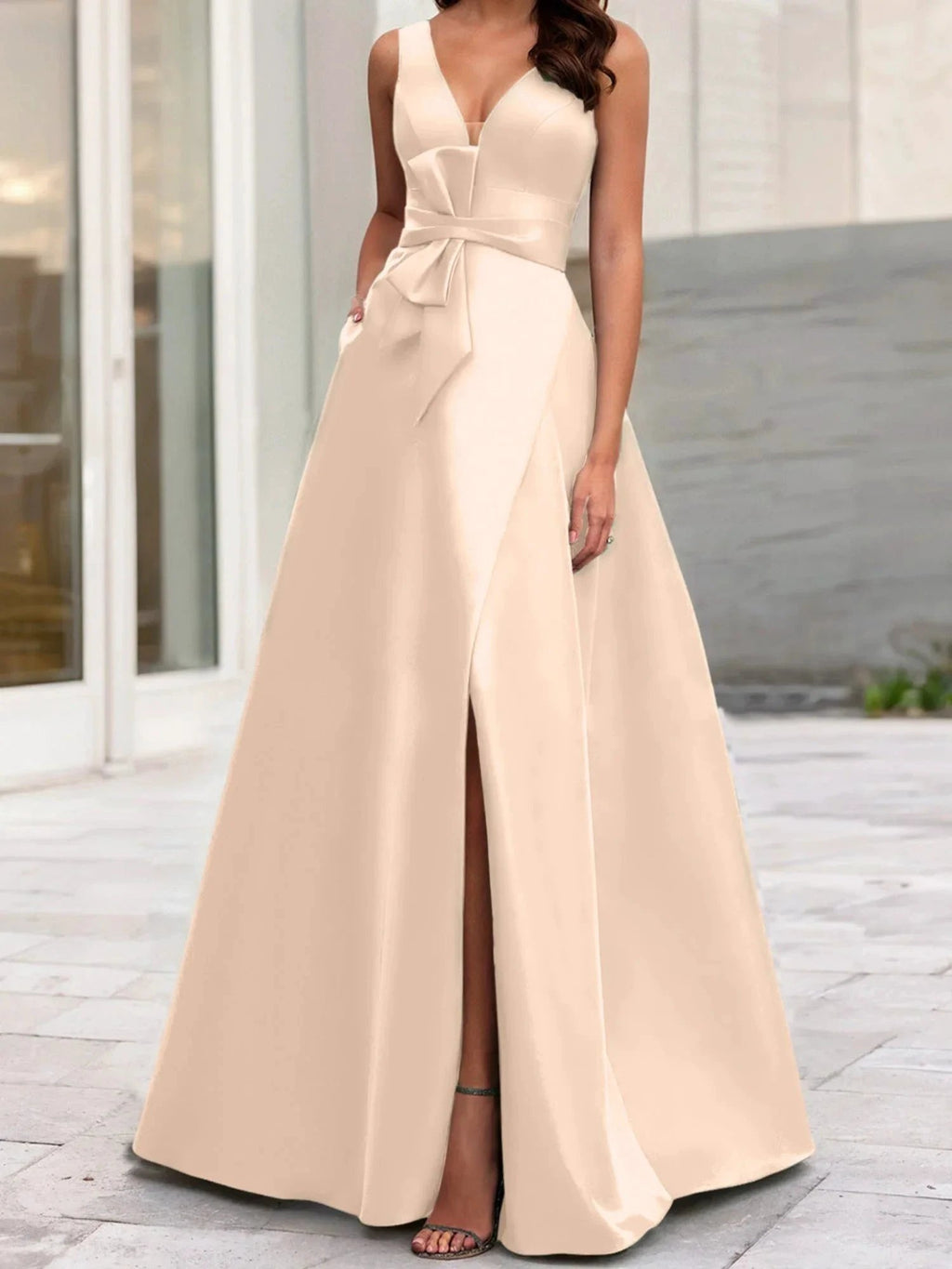 A-Line/Princess V-Neck Sleeveless Mother Of The Bride Dresses With Split Side by Dreamylily