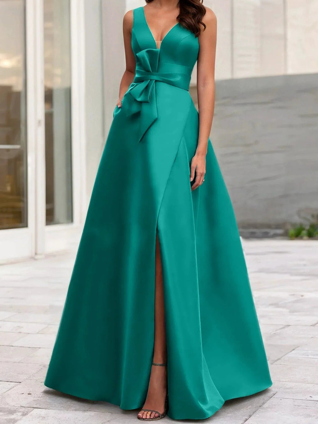 A-Line/Princess V-Neck Sleeveless Mother Of The Bride Dresses With Split Side by Dreamylily
