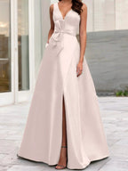 A-Line/Princess V-Neck Sleeveless Mother Of The Bride Dresses With Split Side by Dreamylily