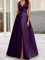 A-Line/Princess V-Neck Sleeveless Mother Of The Bride Dresses With Split Side by Dreamylily