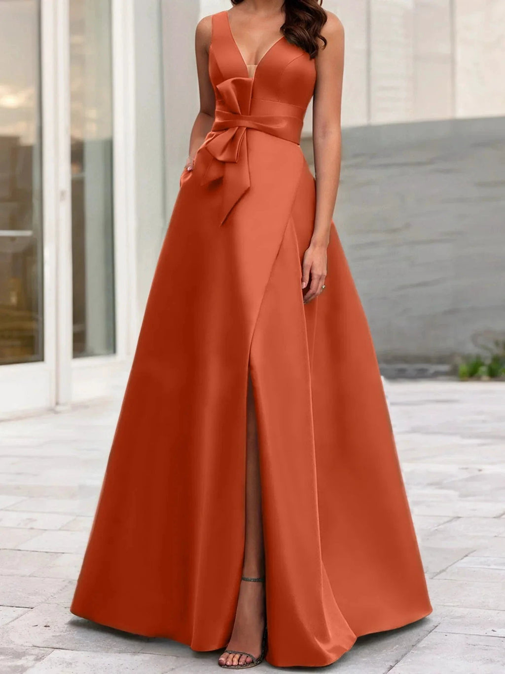 A-Line/Princess V-Neck Sleeveless Mother Of The Bride Dresses With Split Side by Dreamylily