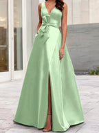 A-Line/Princess V-Neck Sleeveless Mother Of The Bride Dresses With Split Side by Dreamylily