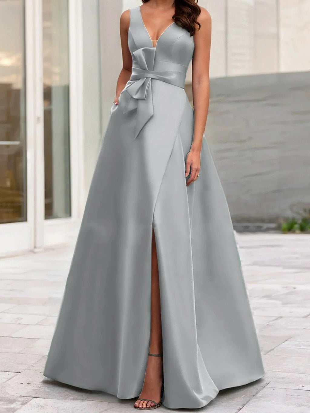 A-Line/Princess V-Neck Sleeveless Mother Of The Bride Dresses With Split Side by Dreamylily