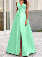 A-Line/Princess V-Neck Sleeveless Mother Of The Bride Dresses With Split Side by Dreamylily