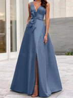 A-Line/Princess V-Neck Sleeveless Mother Of The Bride Dresses With Split Side by Dreamylily