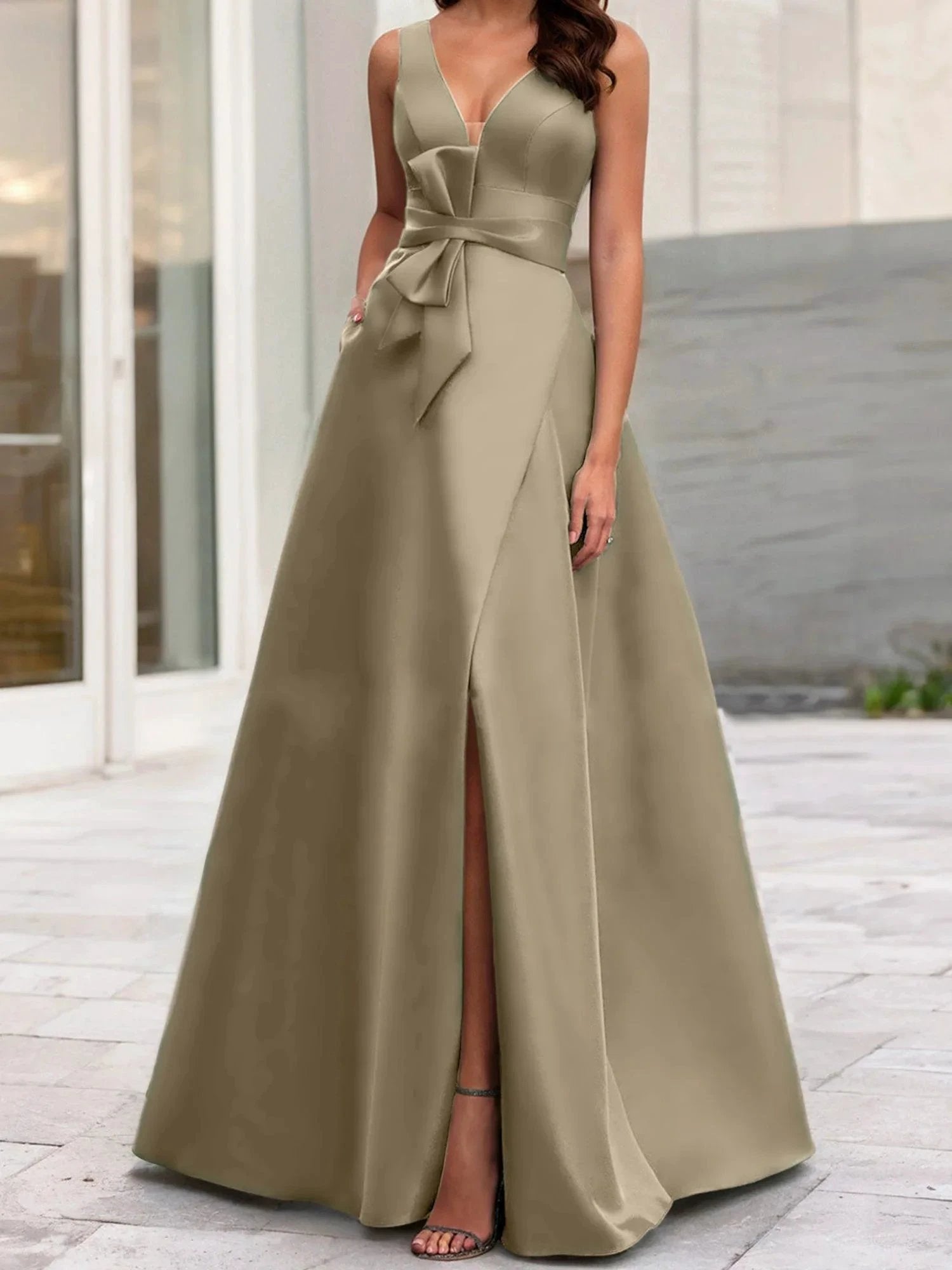A-Line/Princess V-Neck Sleeveless Mother Of The Bride Dresses With Split Side by Dreamylily