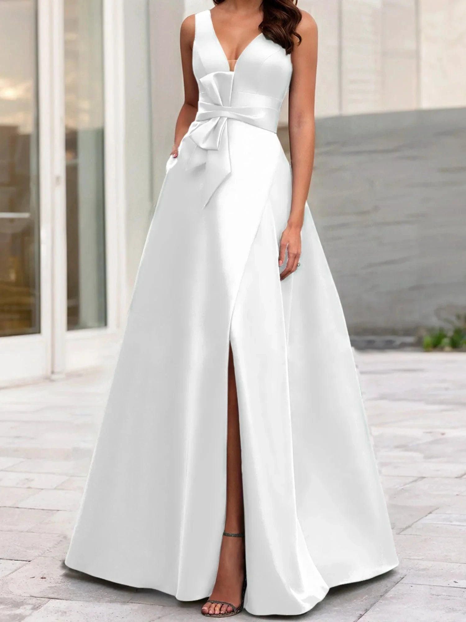 A-Line/Princess V-Neck Sleeveless Mother Of The Bride Dresses With Split Side by Dreamylily