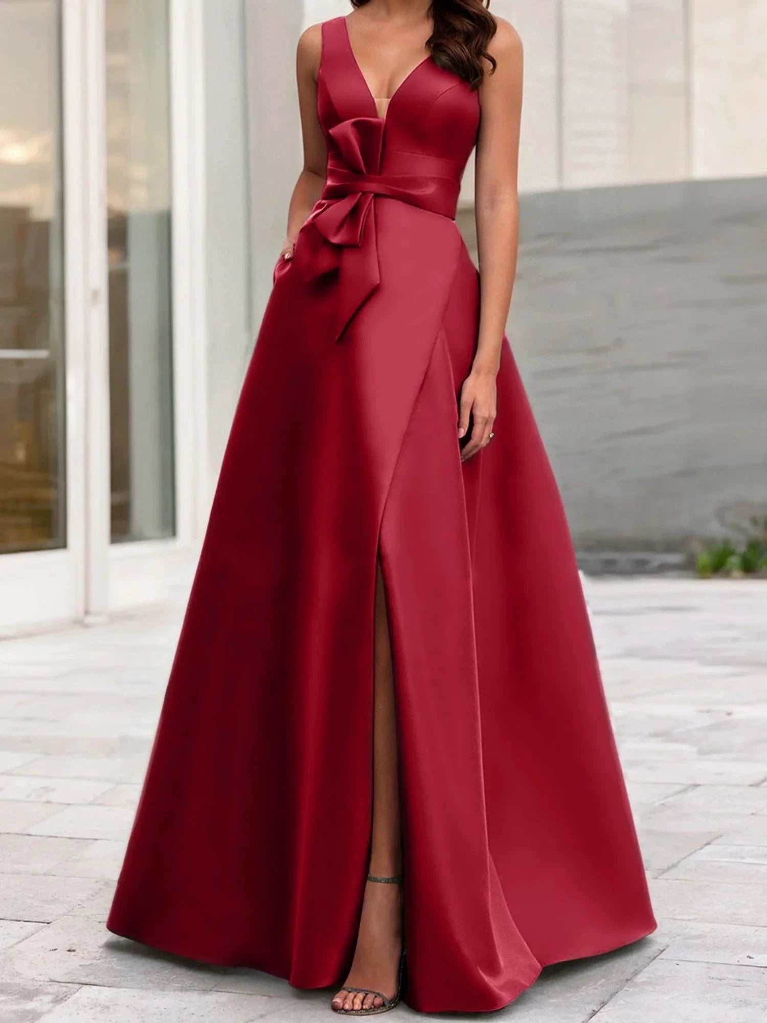 A-Line/Princess V-Neck Sleeveless Mother Of The Bride Dresses With Split Side by Dreamylily