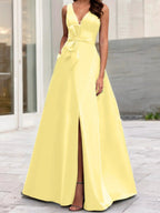 A-Line/Princess V-Neck Sleeveless Mother Of The Bride Dresses With Split Side by Dreamylily